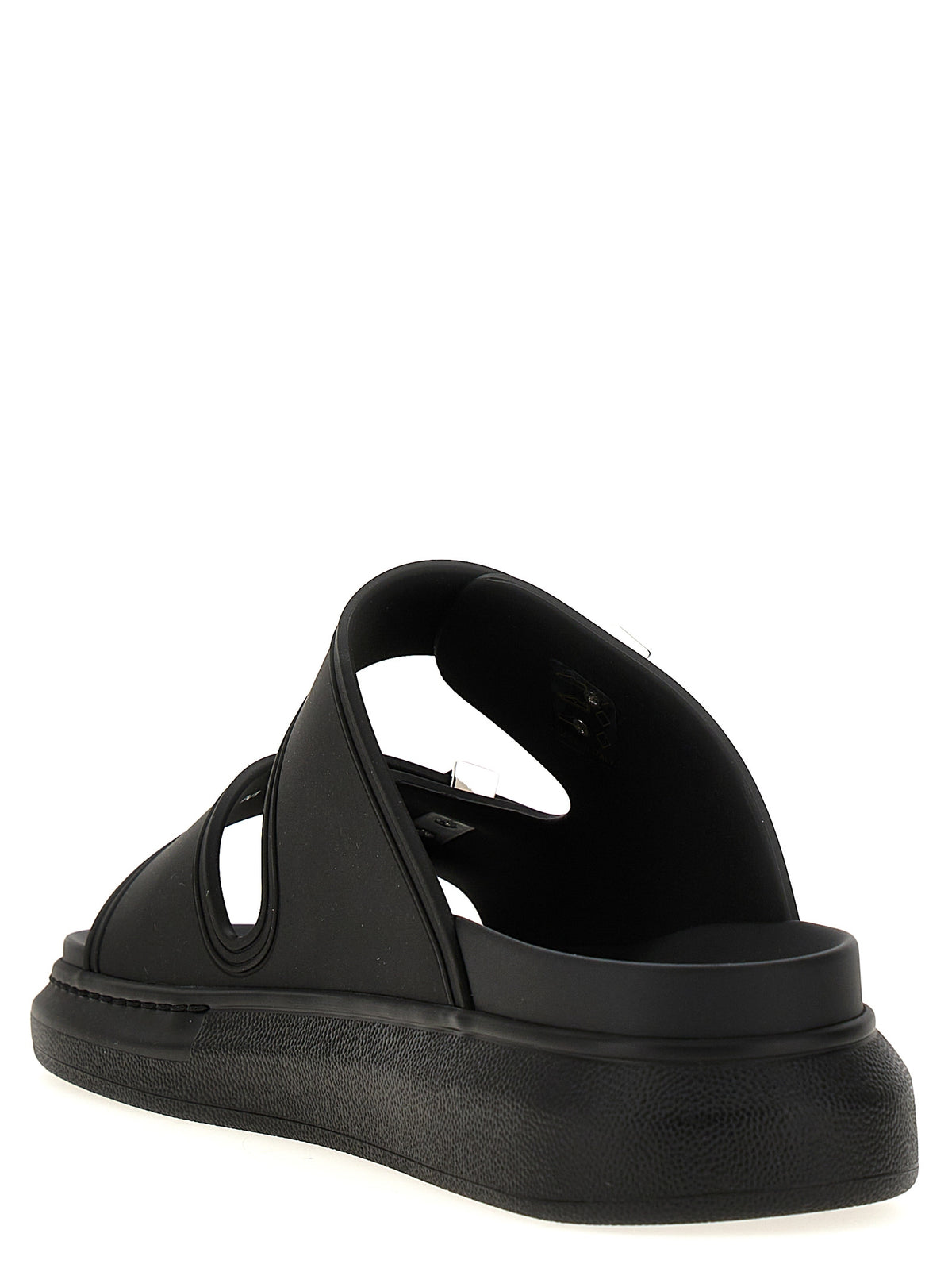 Alexander McQueen Black Rubber Slide Sandals