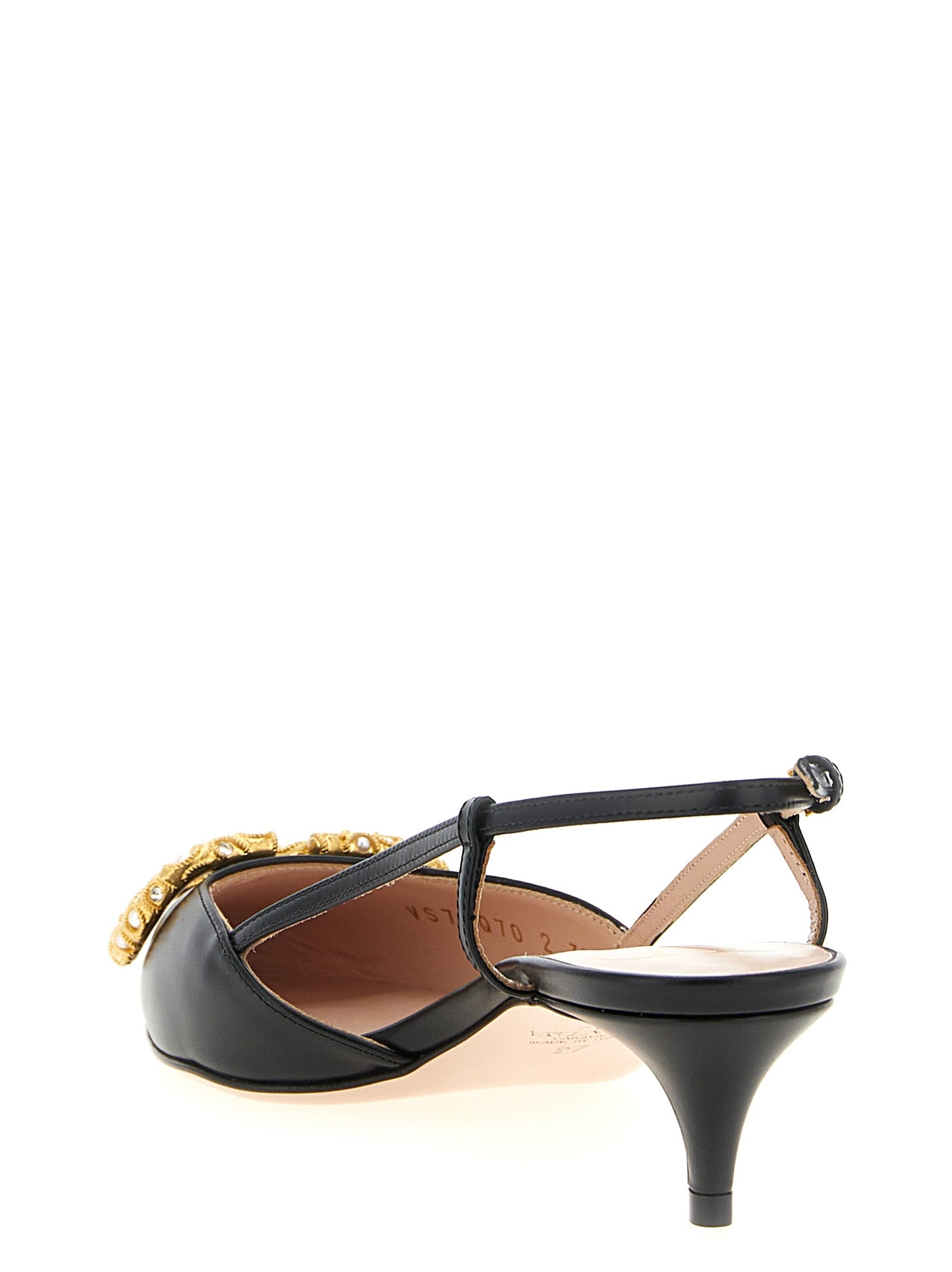 Zapatos de salón de tacón medio de piel de becerro negra Valentino Garavani