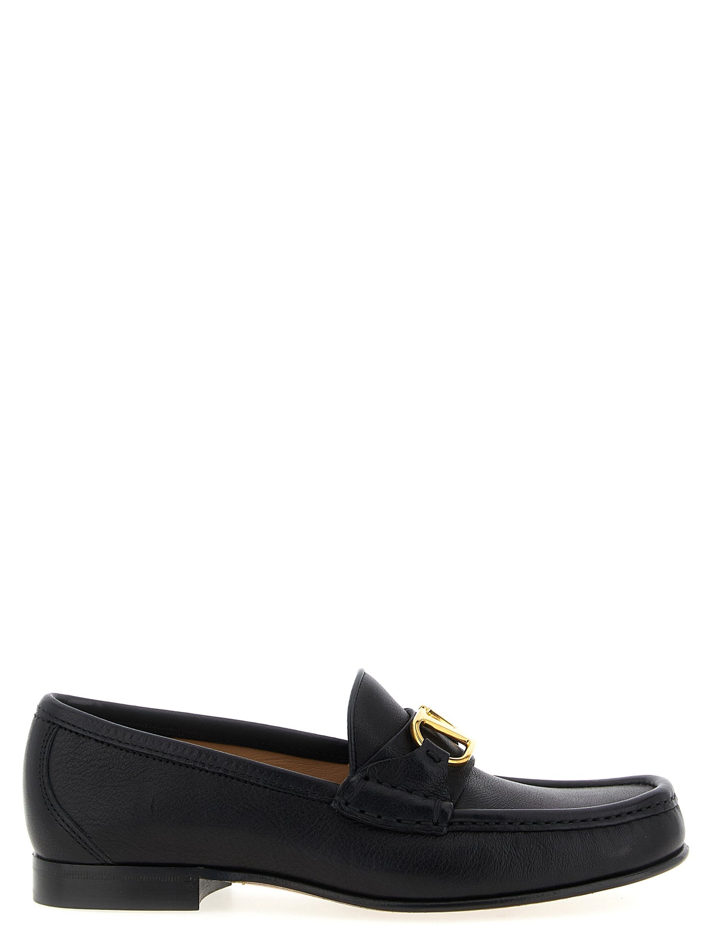 Mocasines sin cordones Valentino Garavani de cuero de búfalo negro
