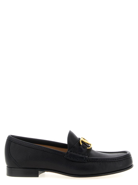 Mocasines sin cordones Valentino Garavani de cuero de búfalo negro