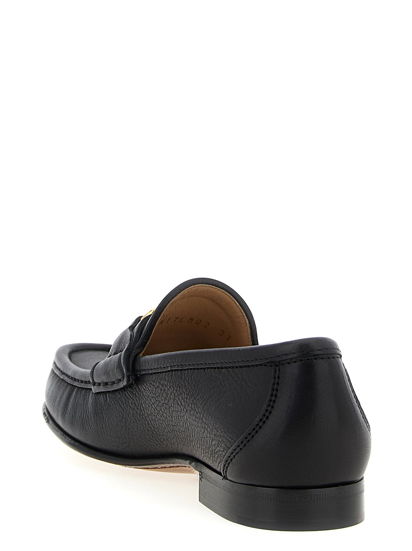 Mocasines sin cordones Valentino Garavani de cuero de búfalo negro