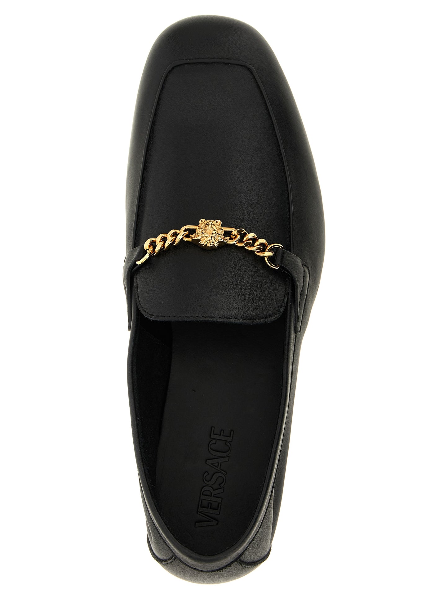 Mocasines sin cordones Versace de piel de becerro negra