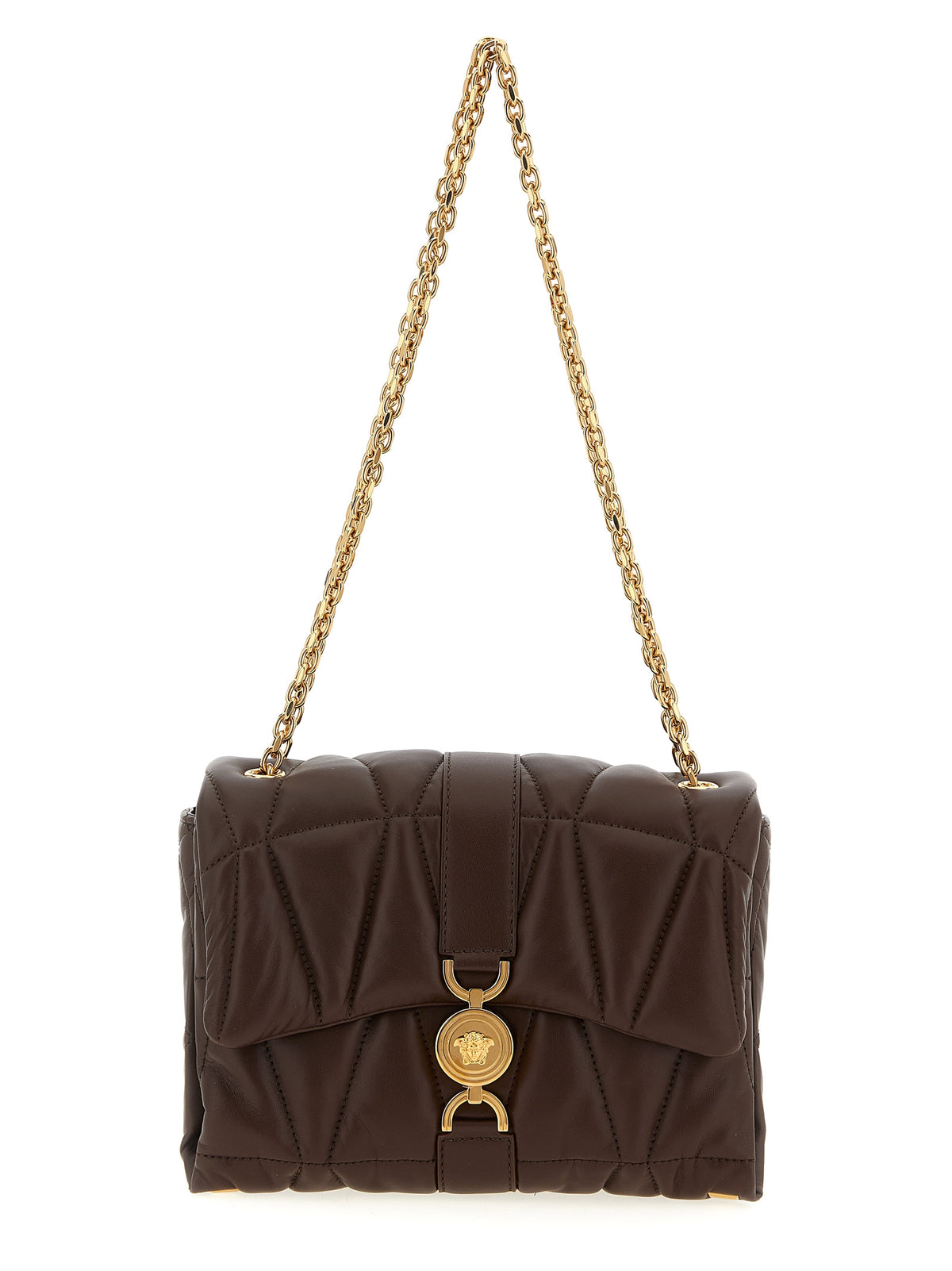 Sac porté épaule Versace marron en cuir d'agneau Kleio