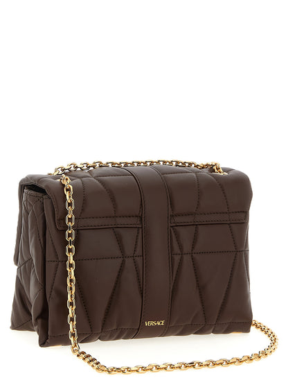 Sac porté épaule Versace marron en cuir d'agneau Kleio