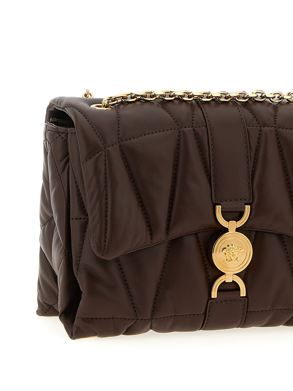 Sac porté épaule Versace marron en cuir d'agneau Kleio
