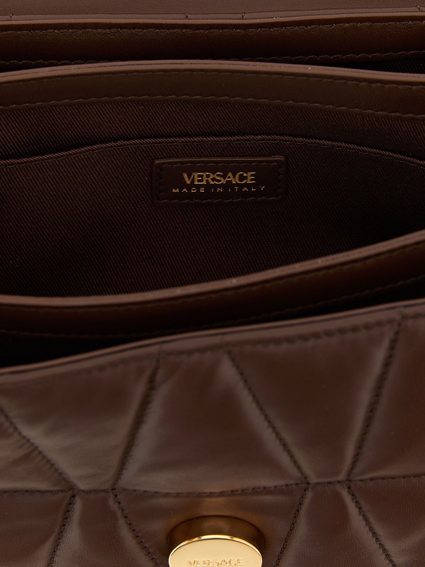 Sac porté épaule Versace marron en cuir d'agneau Kleio