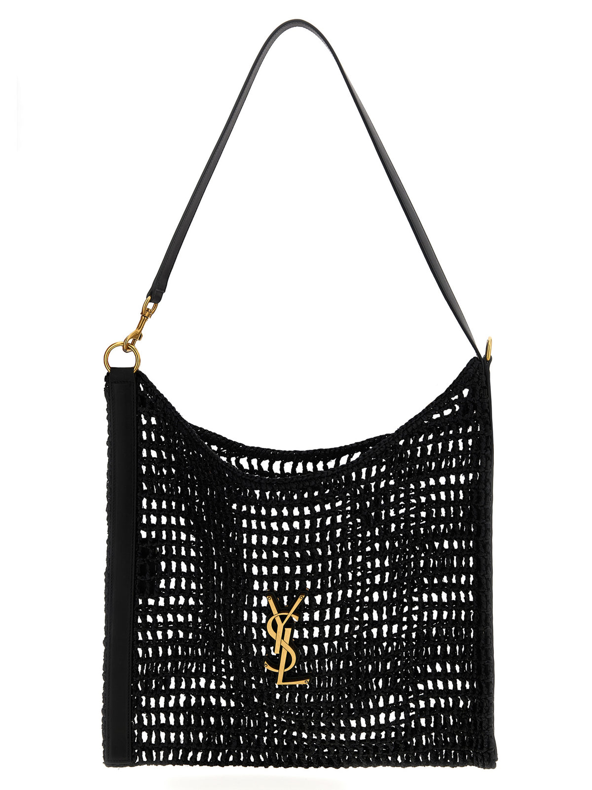 Bolso De Hombro Saint Laurent Oxalis En Rafia Negra