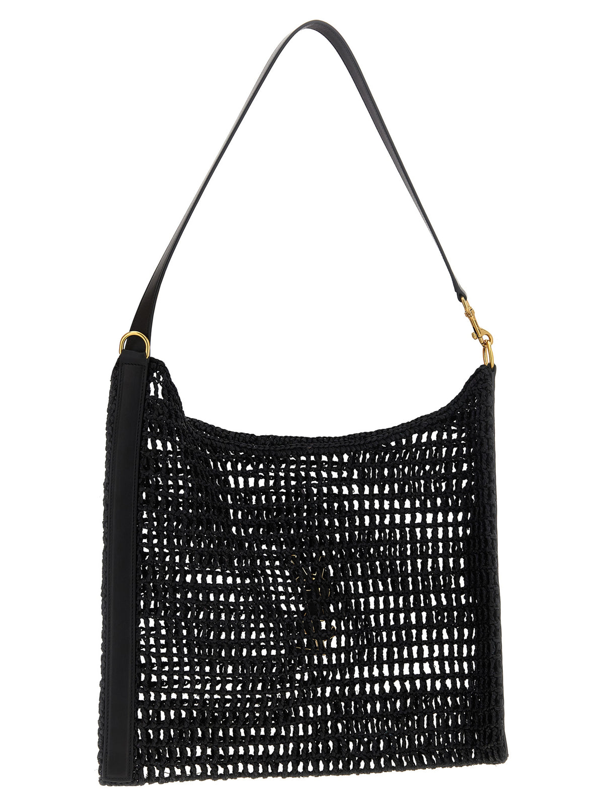 Bolso De Hombro Saint Laurent Oxalis En Rafia Negra
