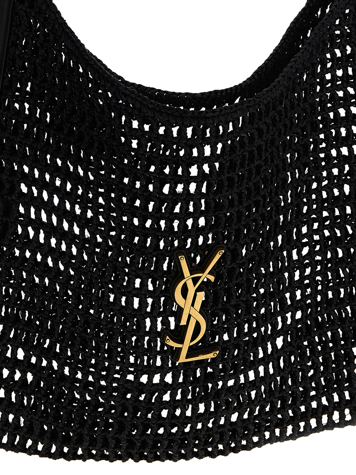 Bolso De Hombro Saint Laurent Oxalis En Rafia Negra