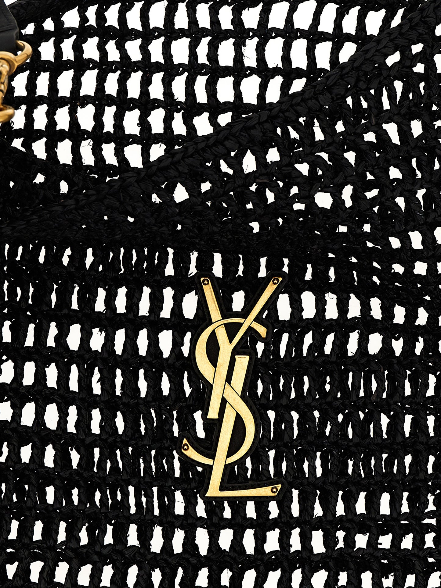 Bolso De Hombro Saint Laurent Oxalis En Rafia Negra