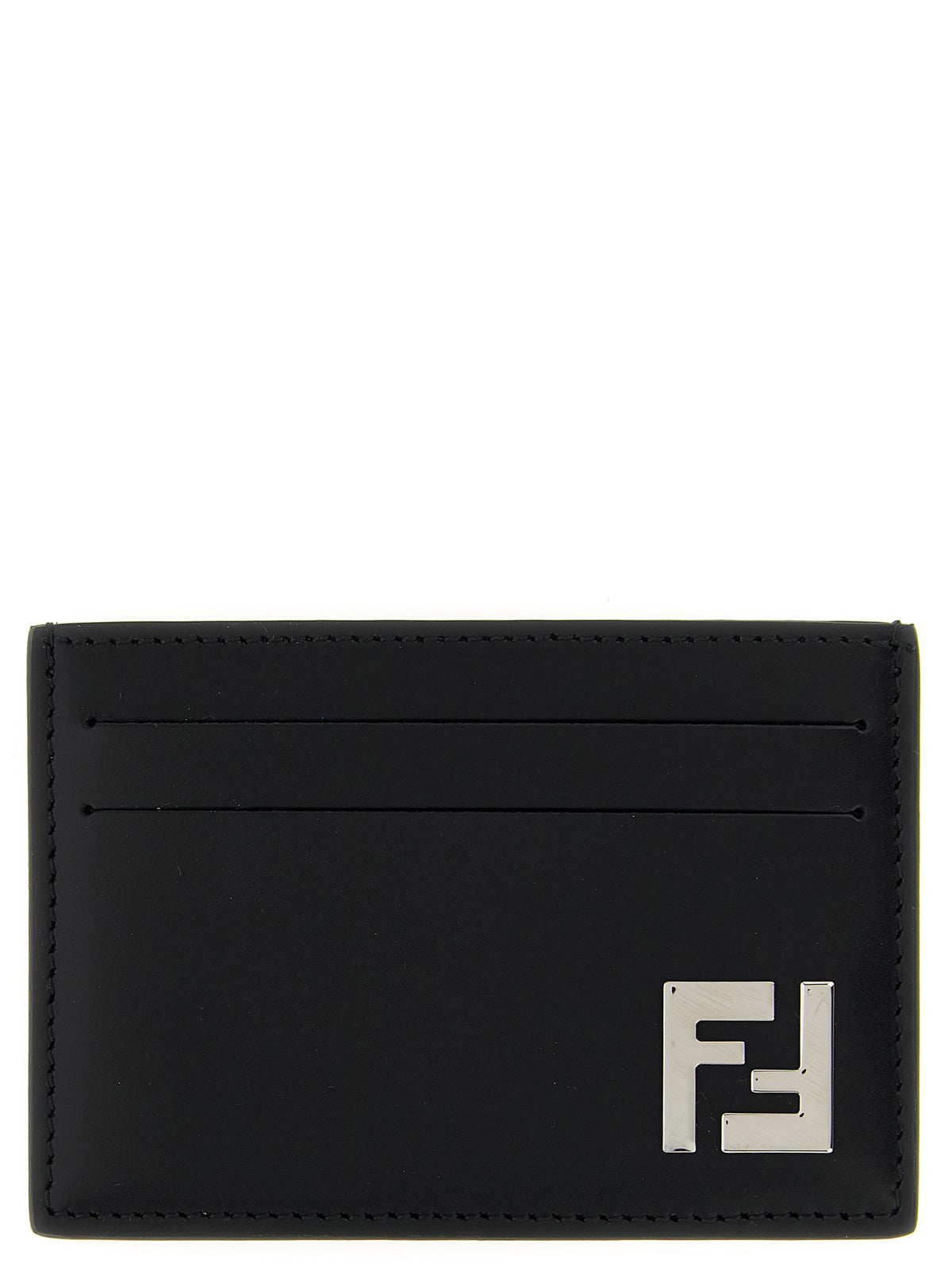 Porte-cartes Fendi Slim Squared FF en cuir noir compact