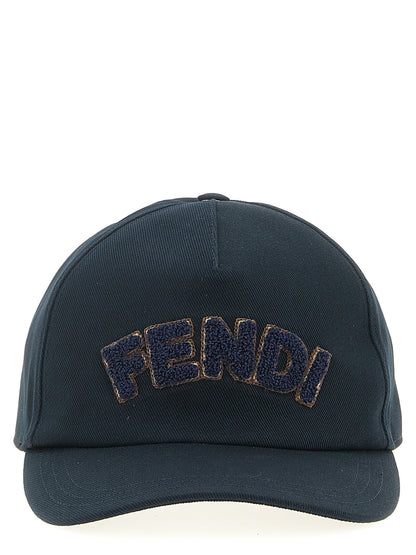 Fendi Gorra De Béisbol - Algodón Azul Con Bordado Frontal