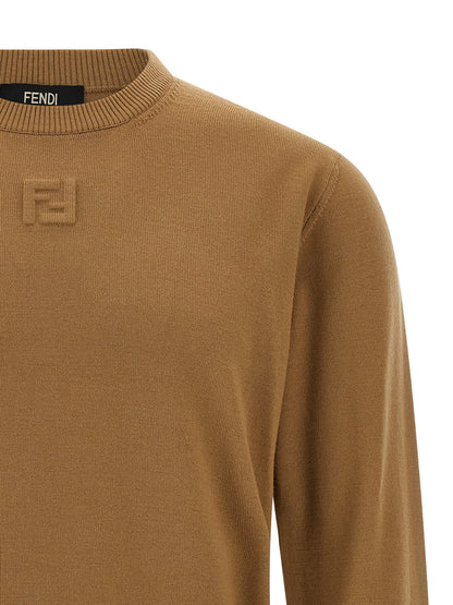 Cárdigan De Lana Virgen Fendi En Tono Beige Natural
