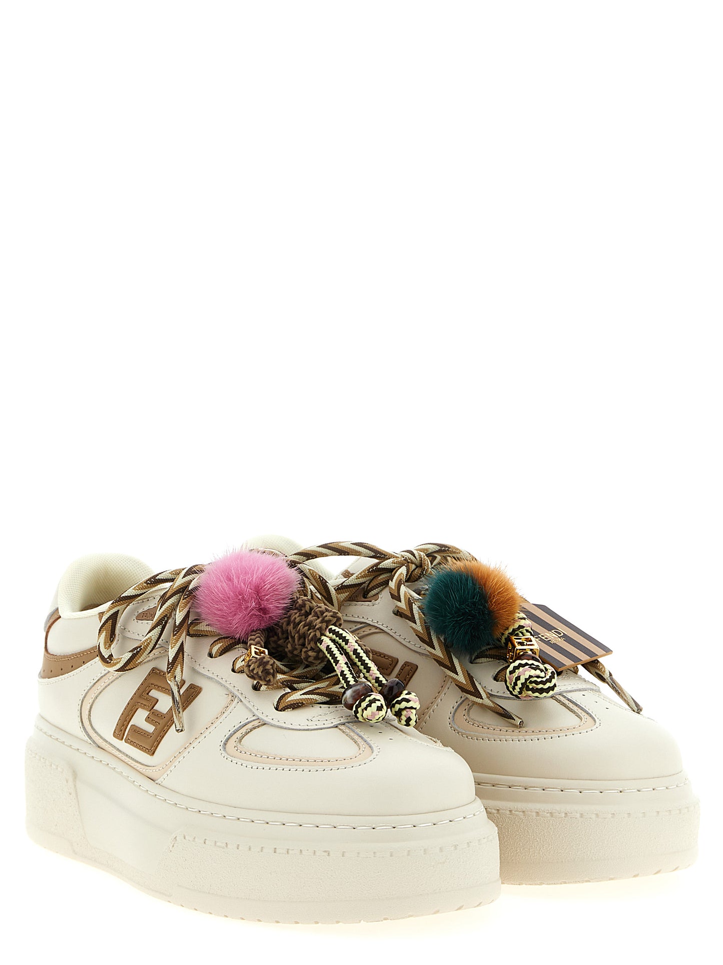 Zapatillas con plataforma Fendi de piel de becerro multicolor