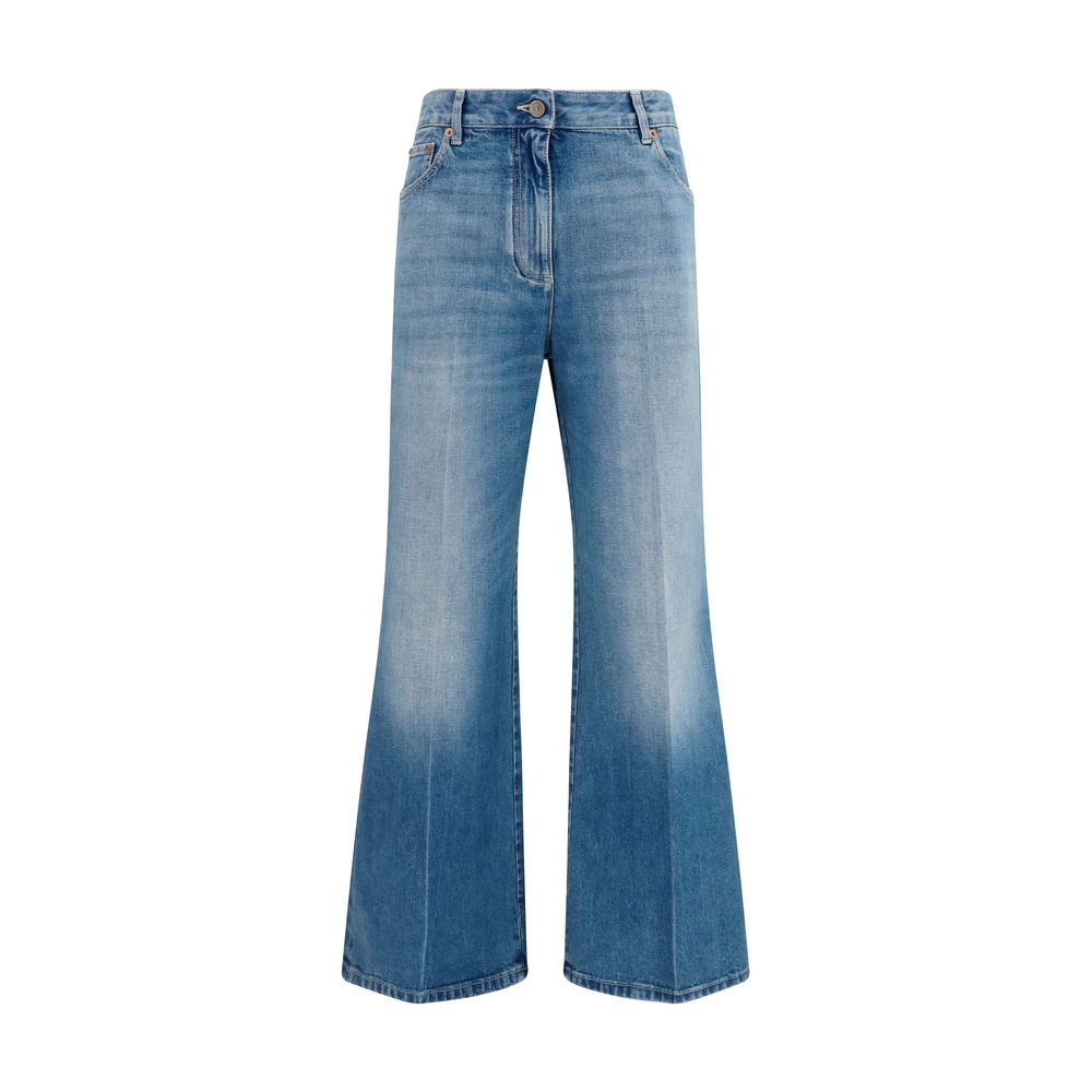 Jean droit Valentino Garavani en coton bleu