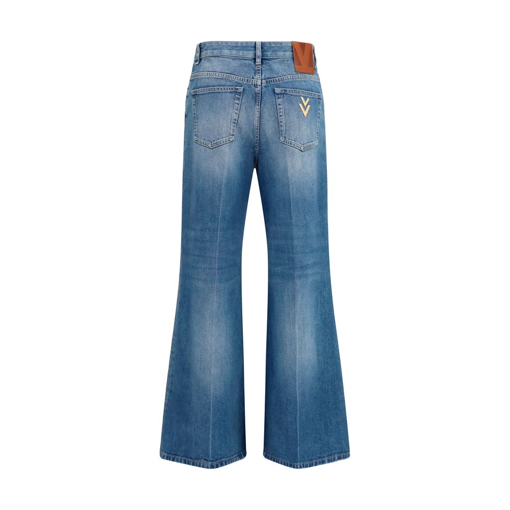 Jean droit Valentino Garavani en coton bleu