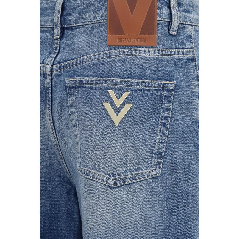Jean droit Valentino Garavani en coton bleu
