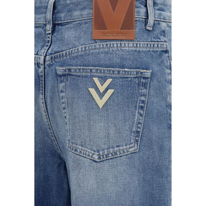 Jean droit Valentino Garavani en coton bleu