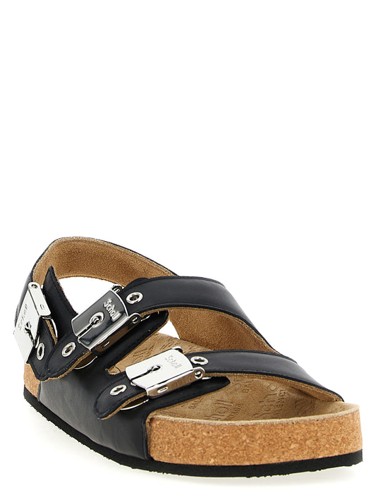 Sandalias planas Balenciaga de piel de becerro negra