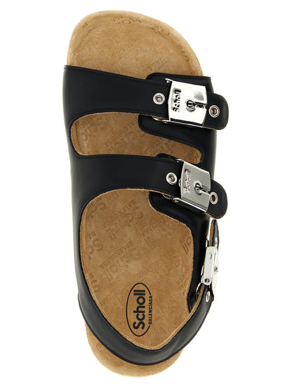 Sandalias planas Balenciaga de piel de becerro negra