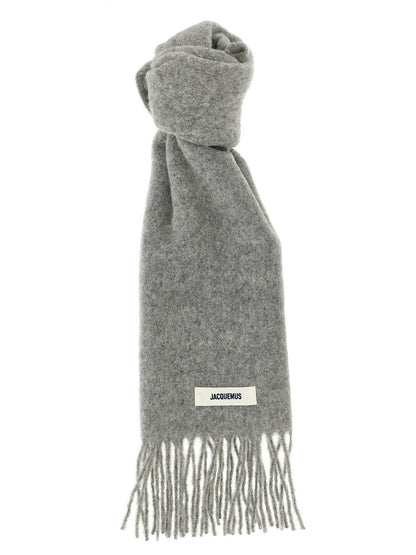Jacquemus Foulard en peau d'alpaga gris