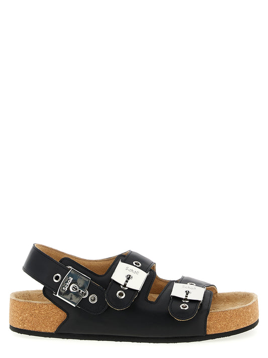 Sandalias planas Balenciaga de piel de becerro negra