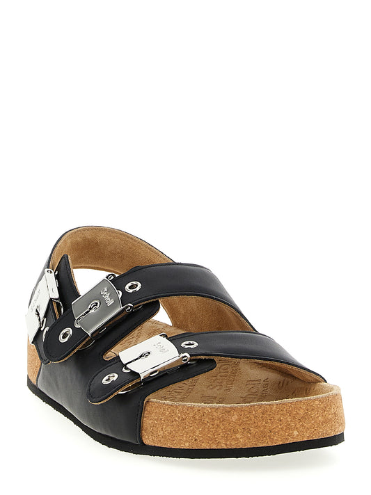 Sandalias planas Balenciaga de piel de becerro negra