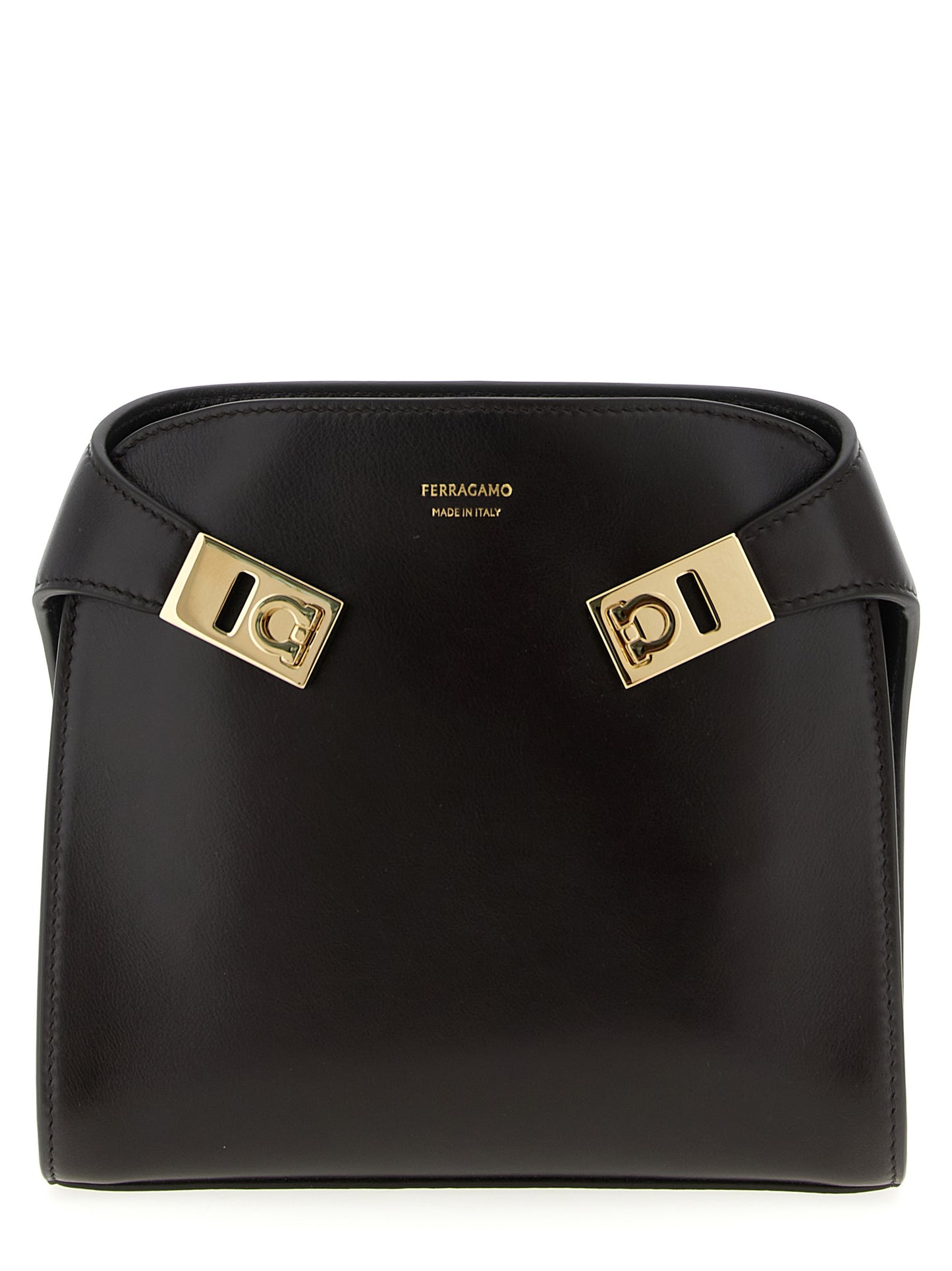 Ferragamo Chestnut Leather Hug BB Crossbody Bag