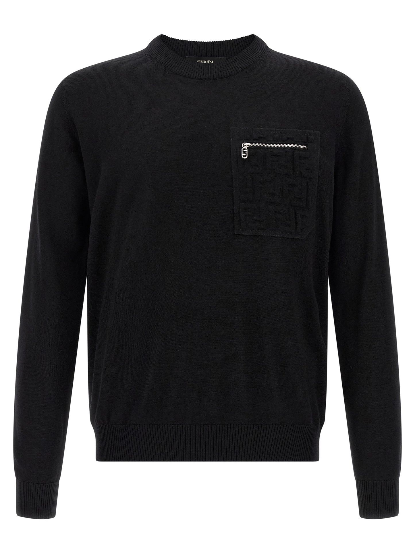 Gilet Fendi en Laine Vierge à Fermeture Éclair Noire