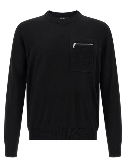 Gilet Fendi en Laine Vierge à Fermeture Éclair Noire