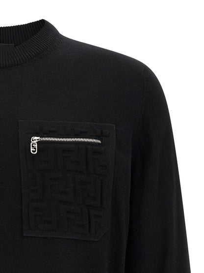 Gilet Fendi en Laine Vierge à Fermeture Éclair Noire