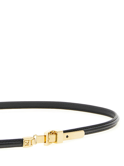 Ceinture fine Fendi en cuir de veau noir
