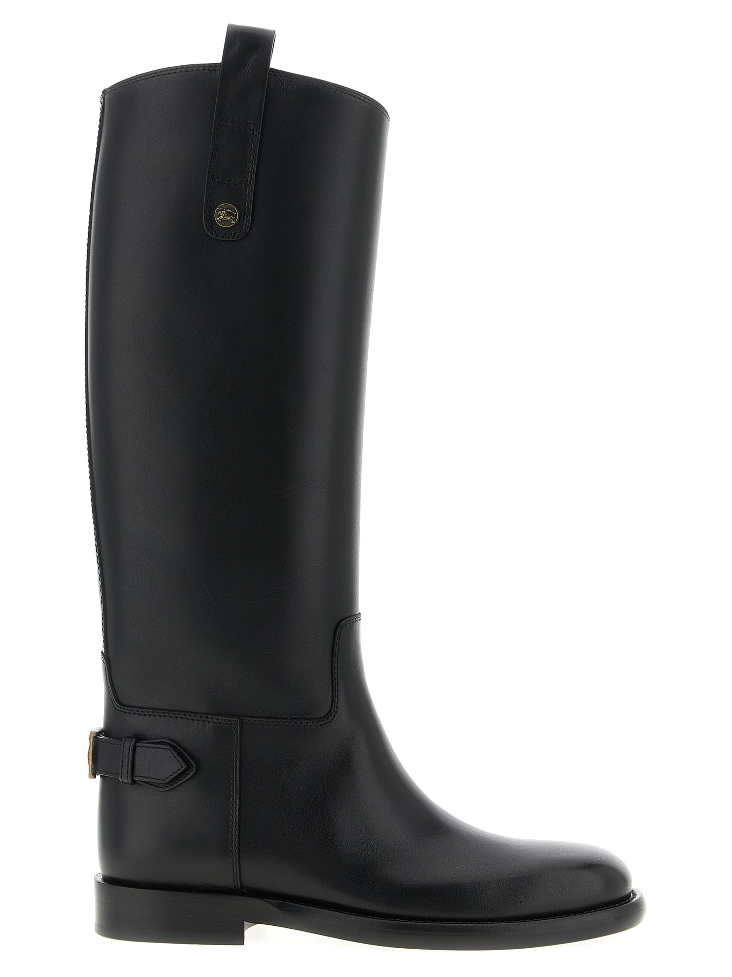 Burberry Bottes hautes en cuir noir Cavalier