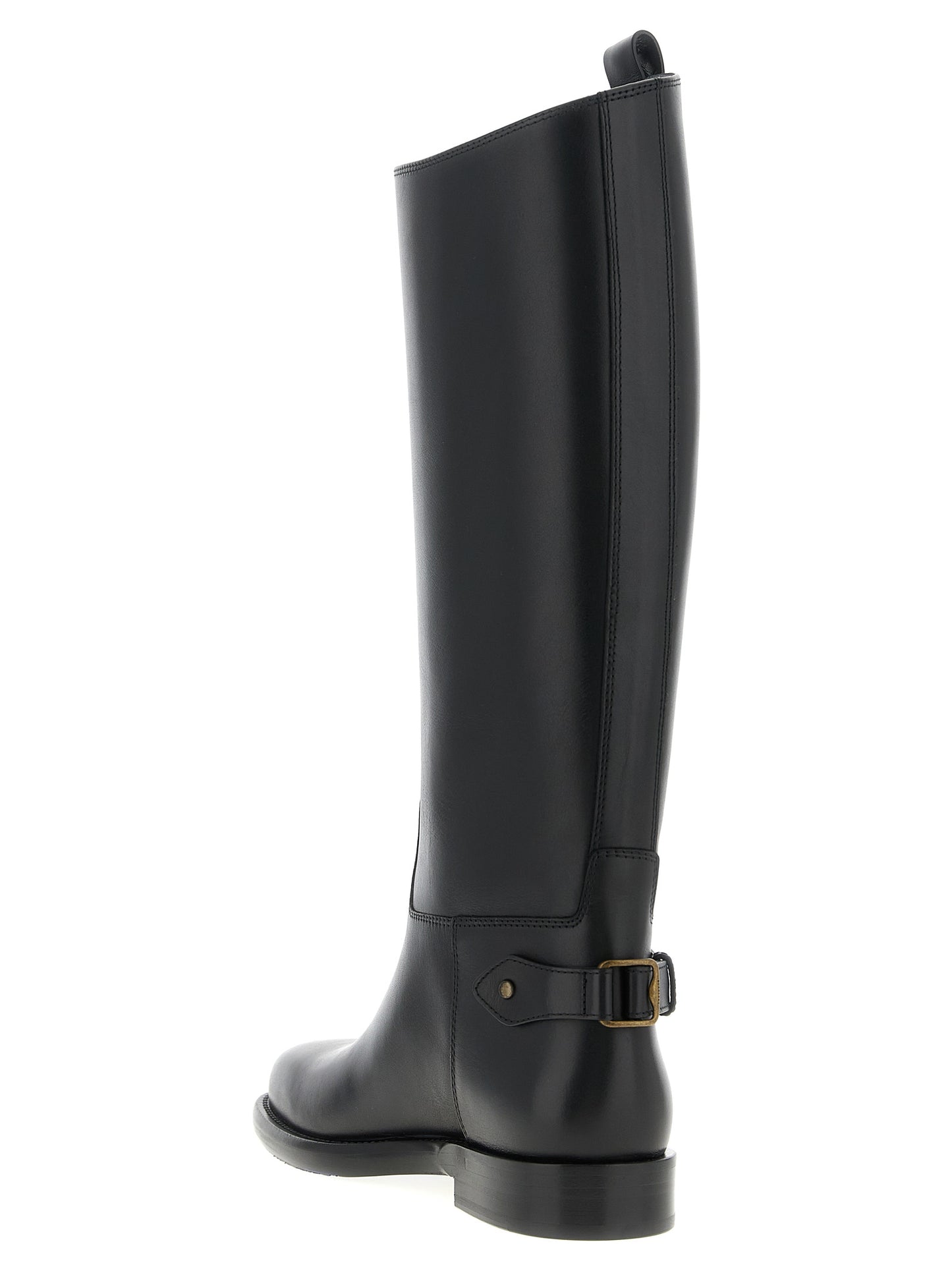 Burberry Bottes hautes en cuir noir Cavalier