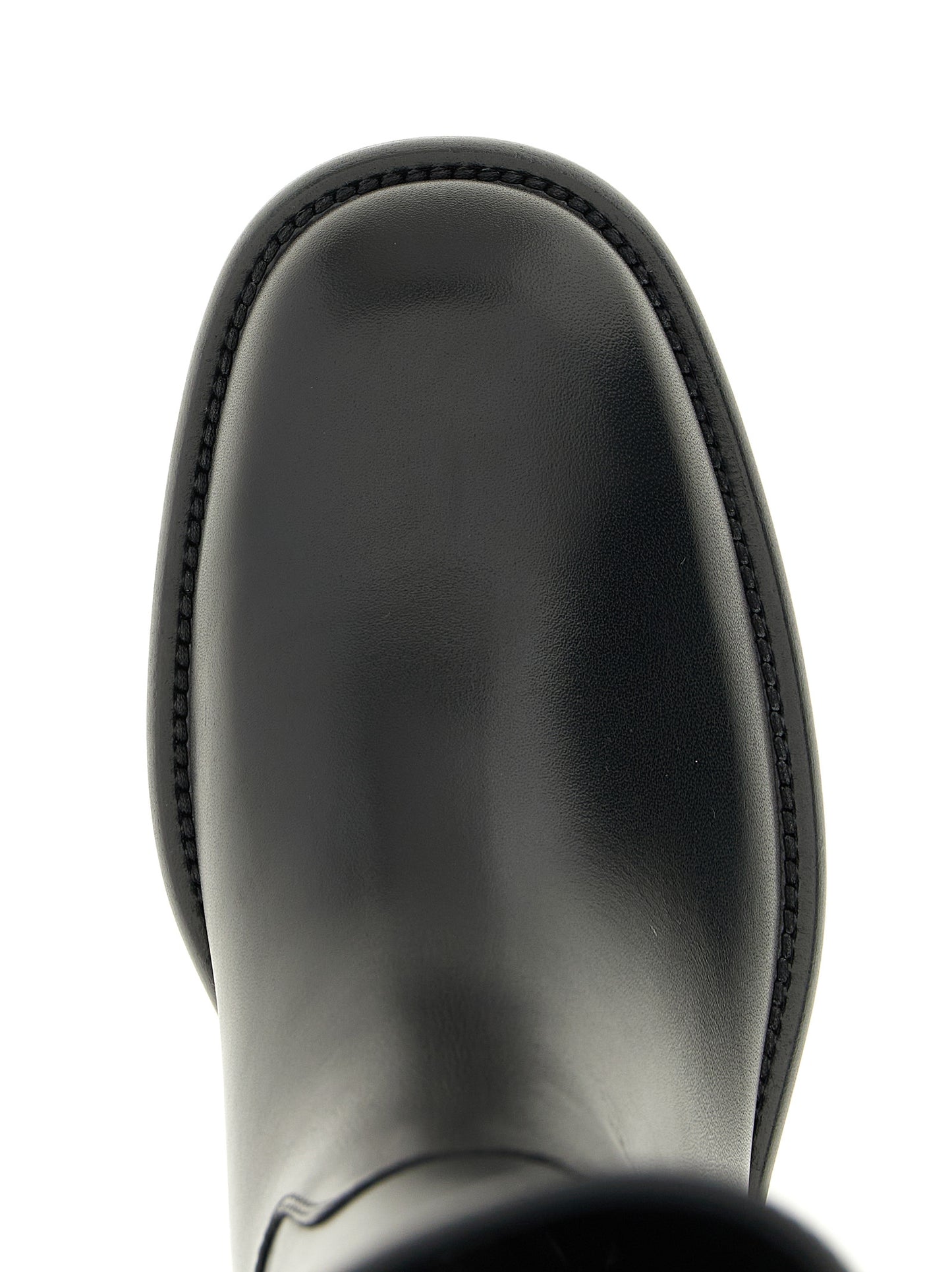 Burberry Bottes hautes en cuir noir Cavalier