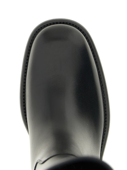 Burberry Bottes hautes en cuir noir Cavalier