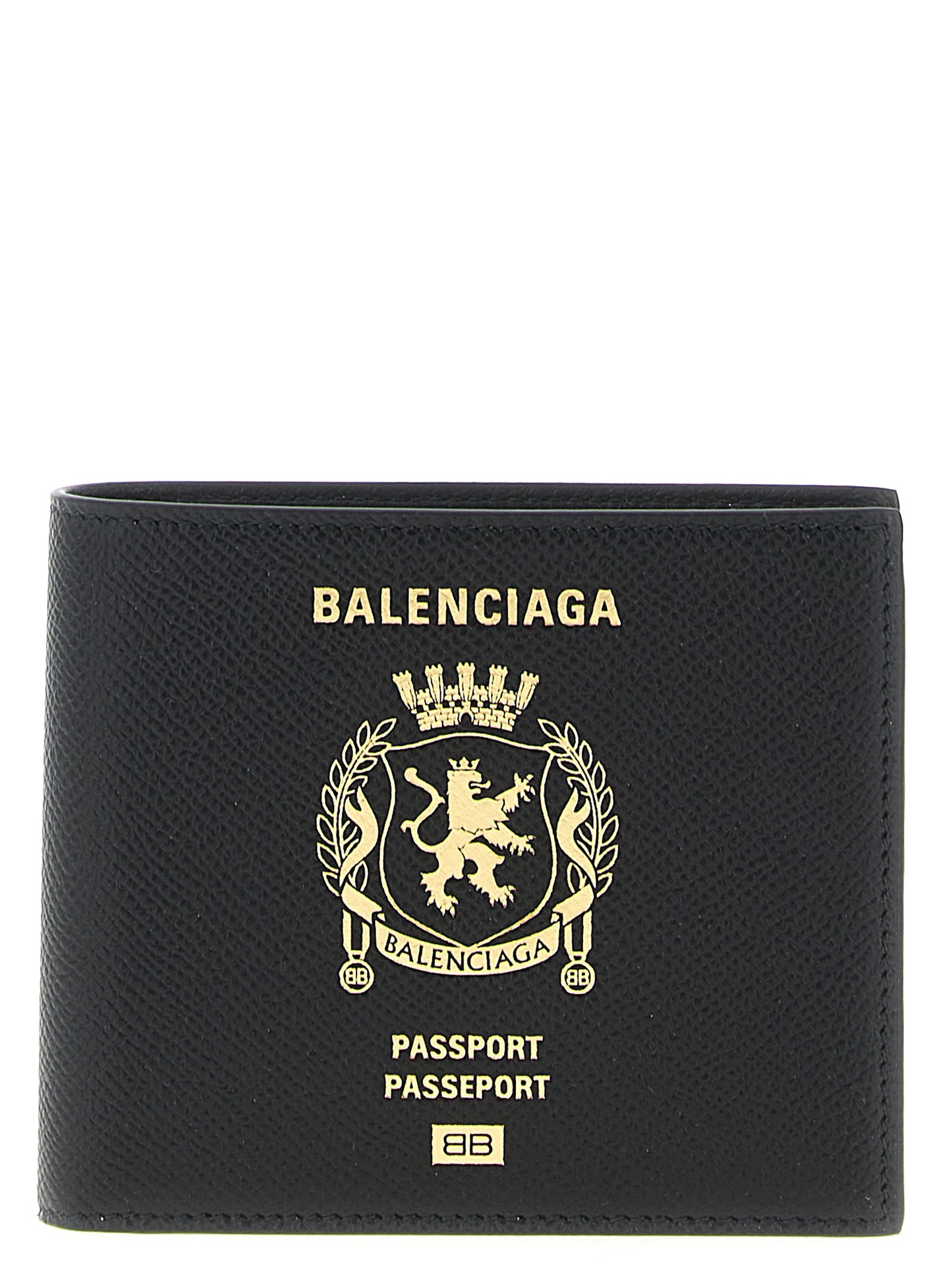 Portefeuille Balenciaga en cuir de veau noir