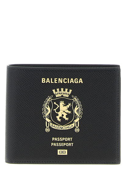 Portefeuille Balenciaga en cuir de veau noir
