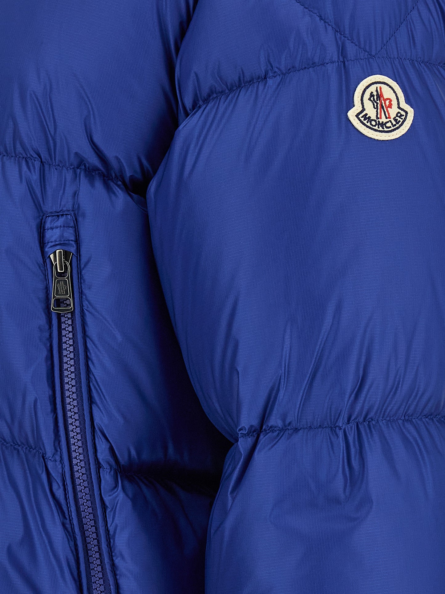 Chaqueta Moncler de poliamida azul de largo completo