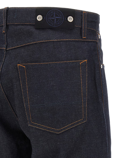 Jean droit Stone Island en coton bleu