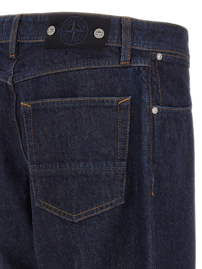 Jean droit Stone Island en coton bleu