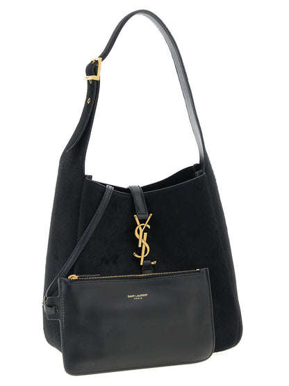 Sac porté épaule Saint Laurent en cuir de veau noir