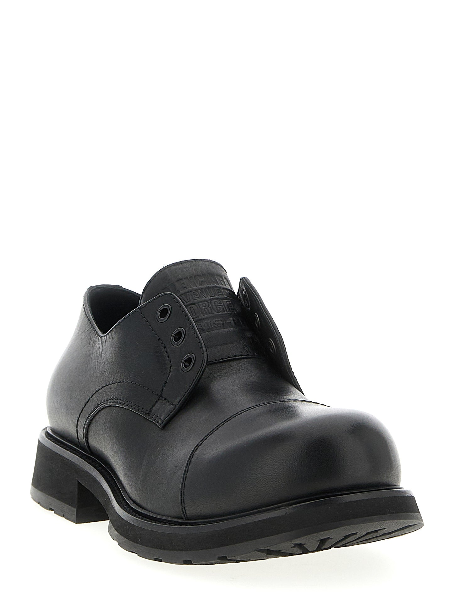 Balenciaga Black Bull Leather Derby Truck Slip-On Loafers
