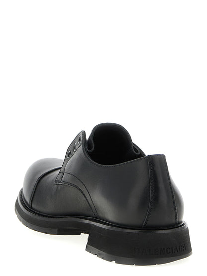 Balenciaga Black Bull Leather Derby Truck Slip-On Loafers