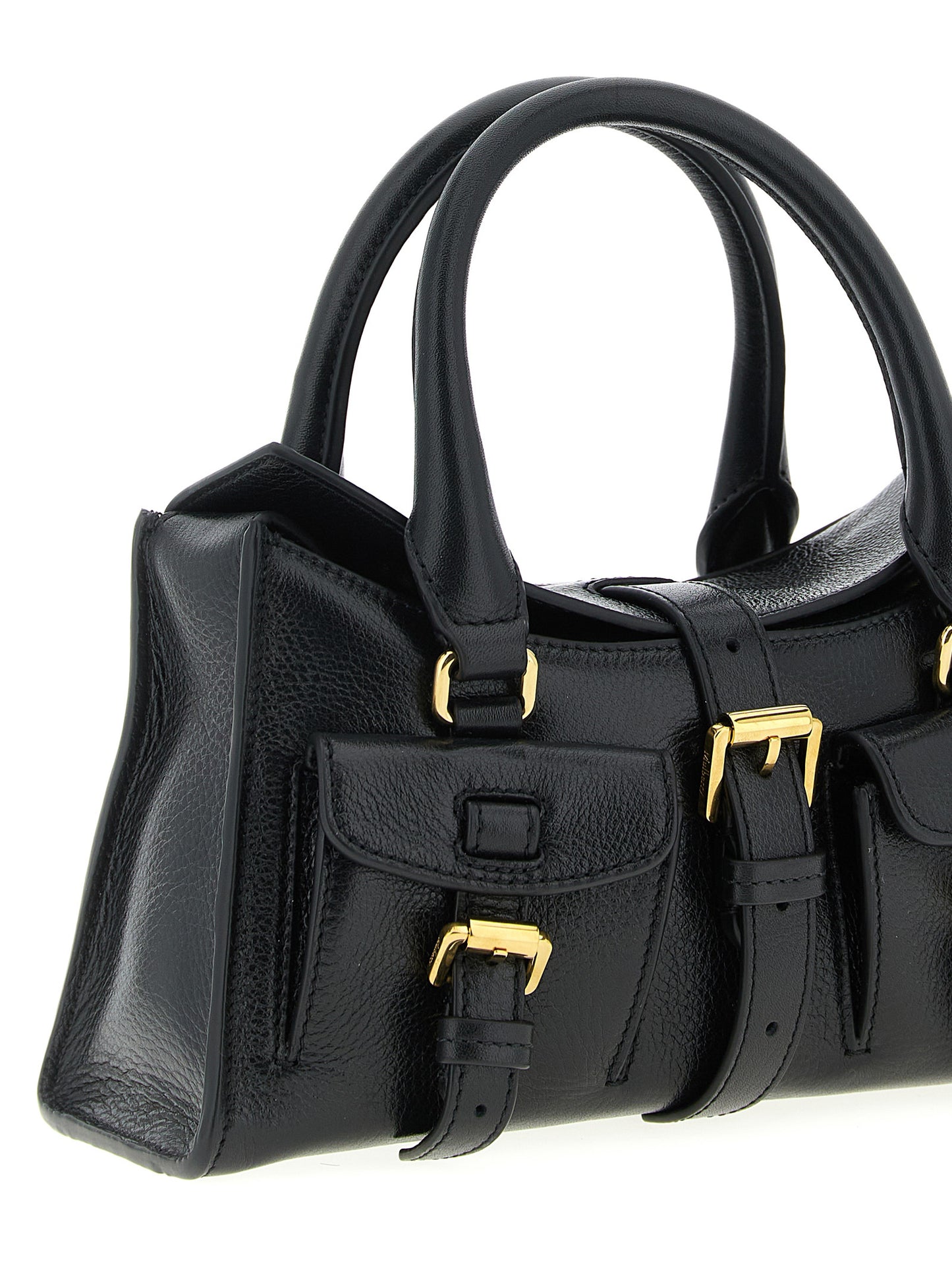 Sac à main en cuir de veau noir Mulberry