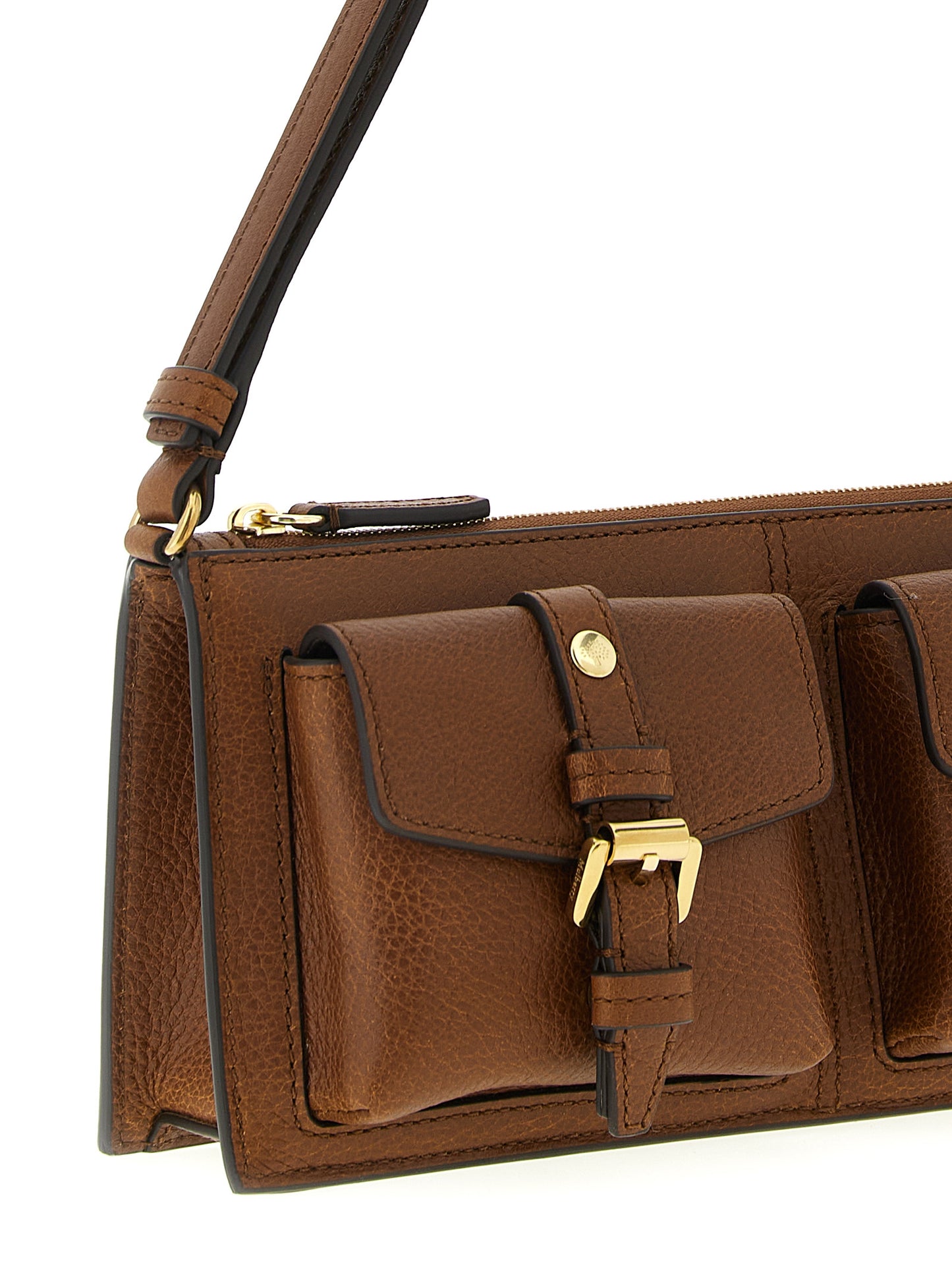 Bolso al hombro Mulberry de piel de becerro marrón
