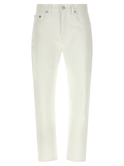 Victoria Beckham Jean Blanco de Algodón de Talle Alto
