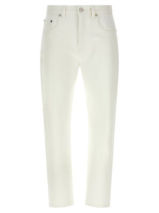 Victoria Beckham Jean Blanco de Algodón de Talle Alto