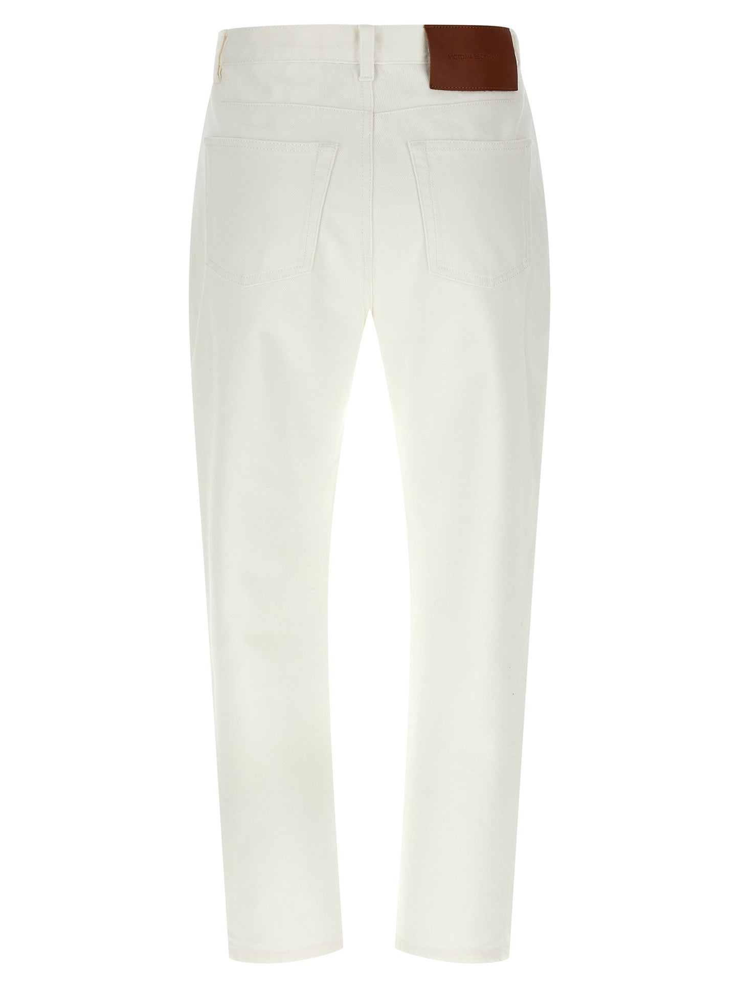 Victoria Beckham Jean Blanco de Algodón de Talle Alto