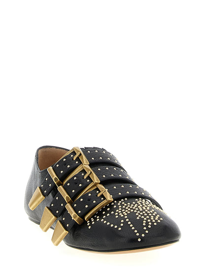 Chloé Ballerines en Cuir d'Agneau Noir Modèle Susanna